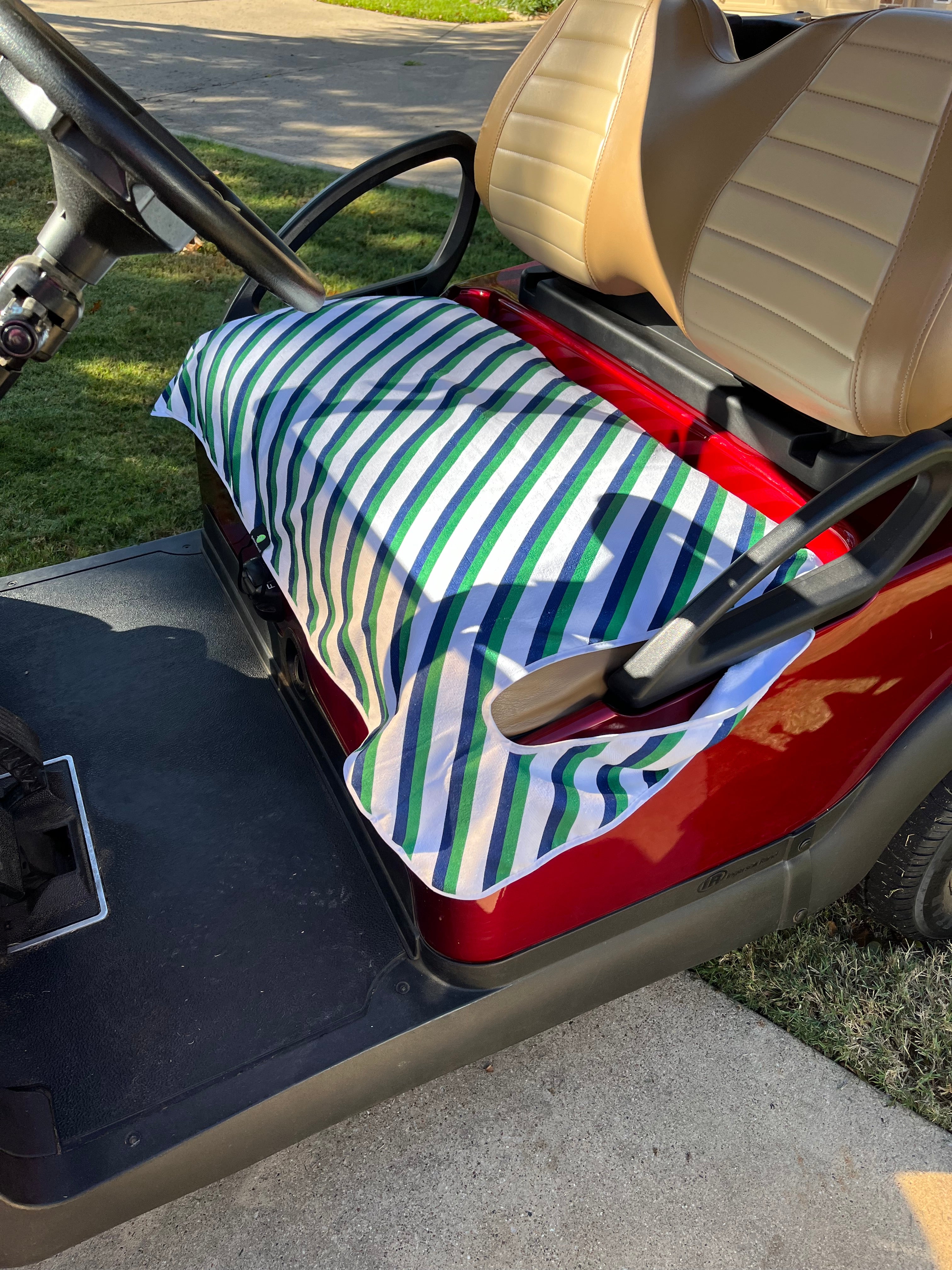 Golf Cart Seat Cover Stripe Navy Green