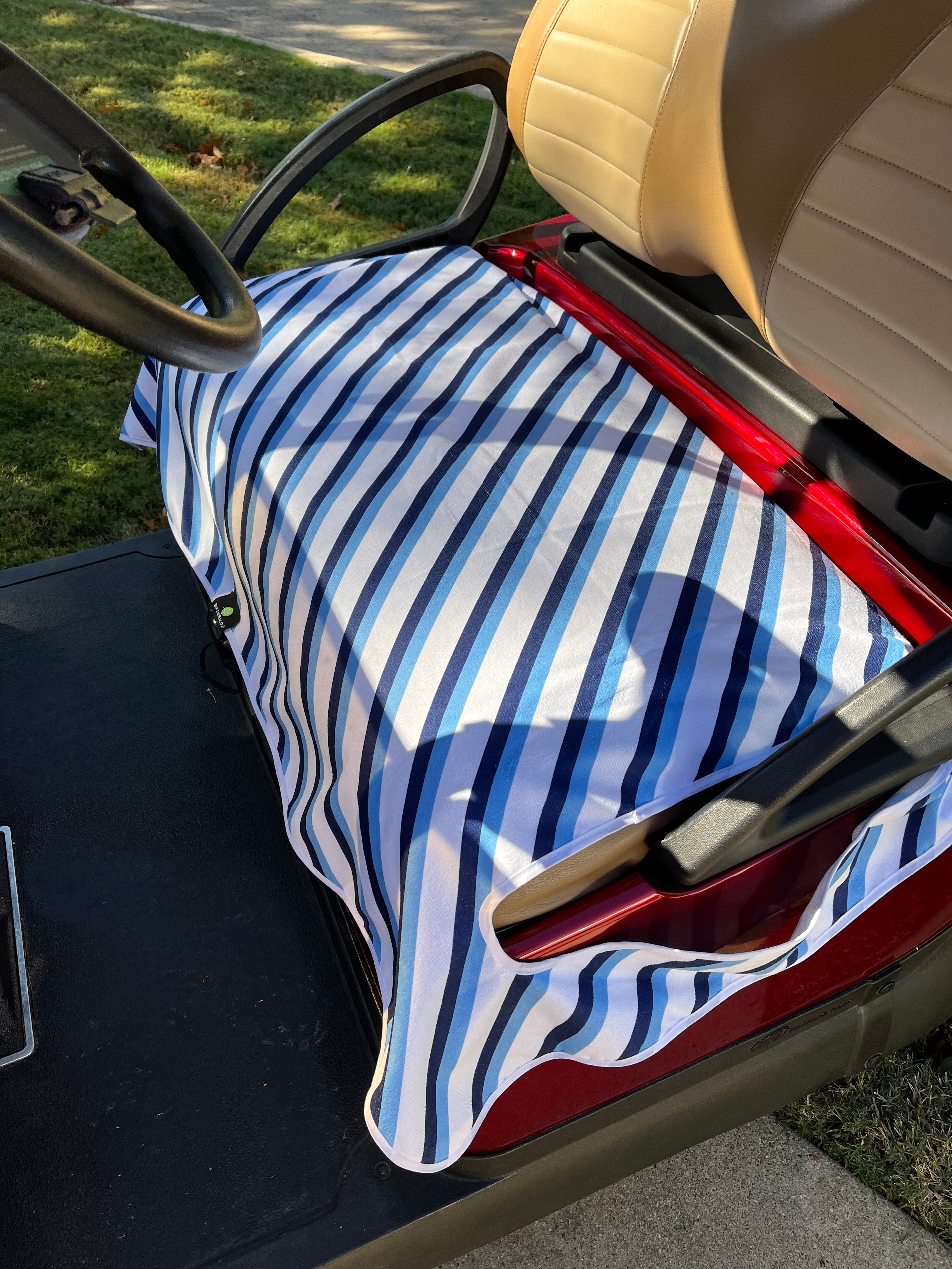 Golf Cart Seat Cover Stripe Light Blue