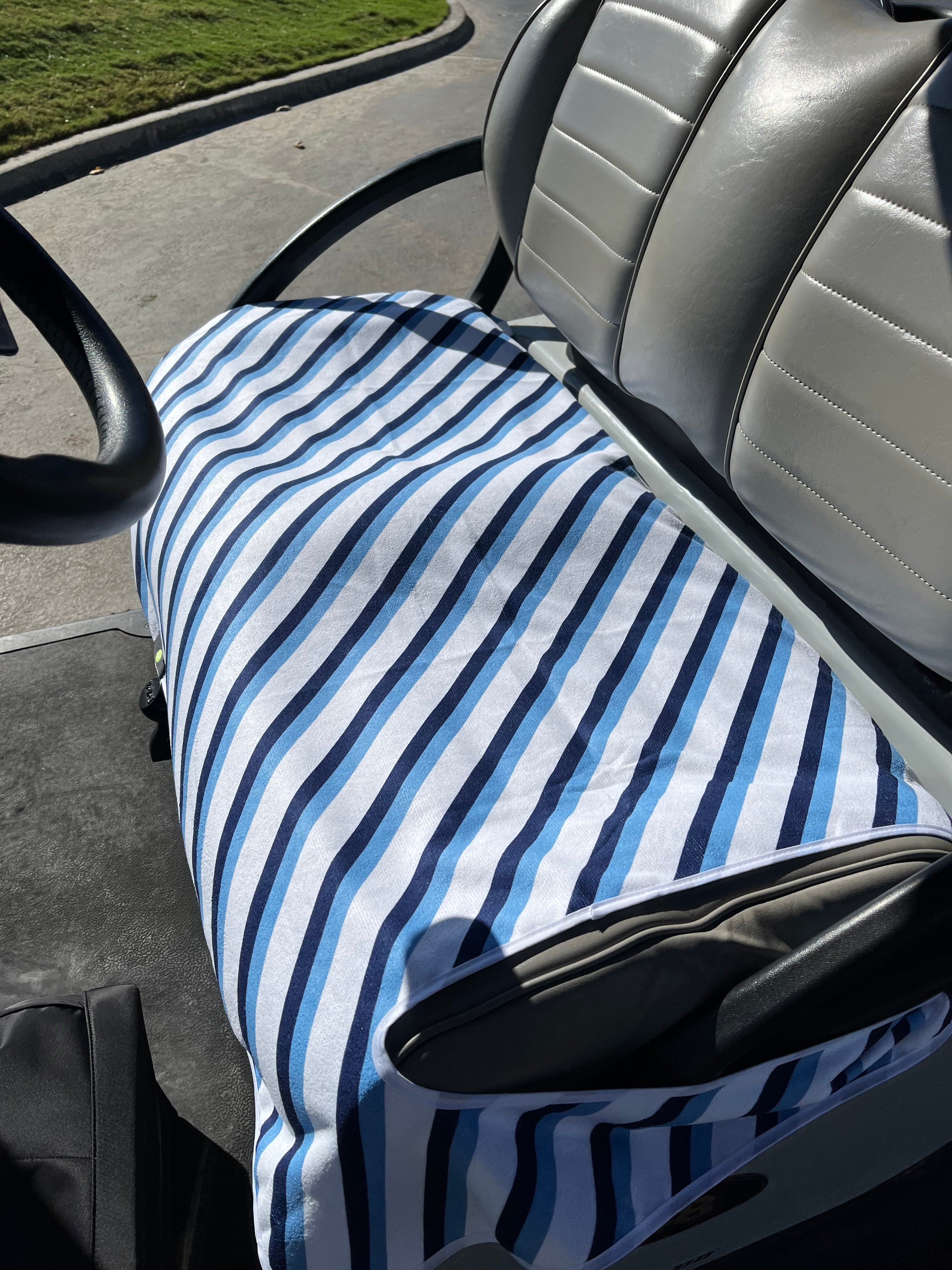 Golf Cart Seat Cover Stripe Light Blue