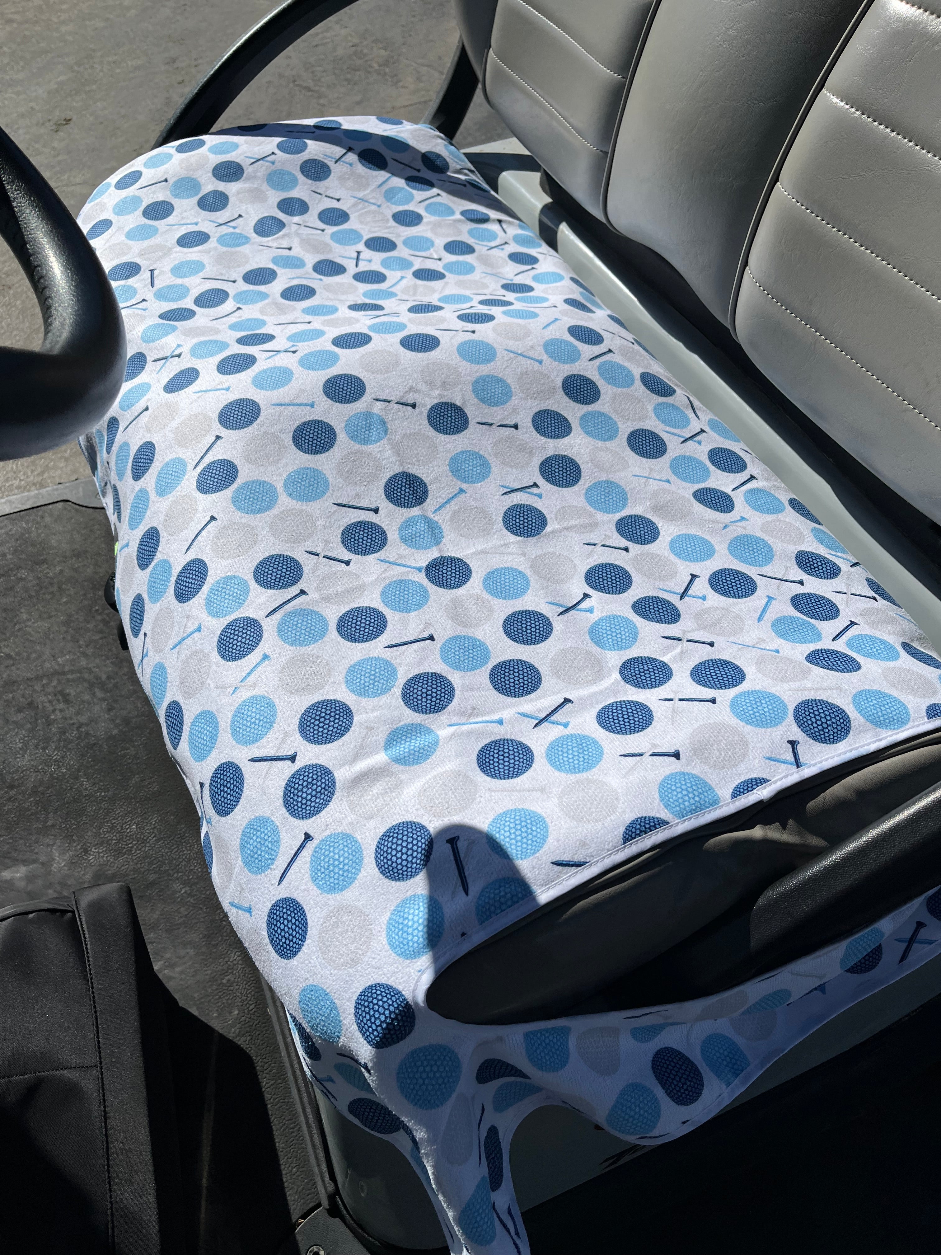 Golf Cart Seat Cover Golf Ball Light Blue