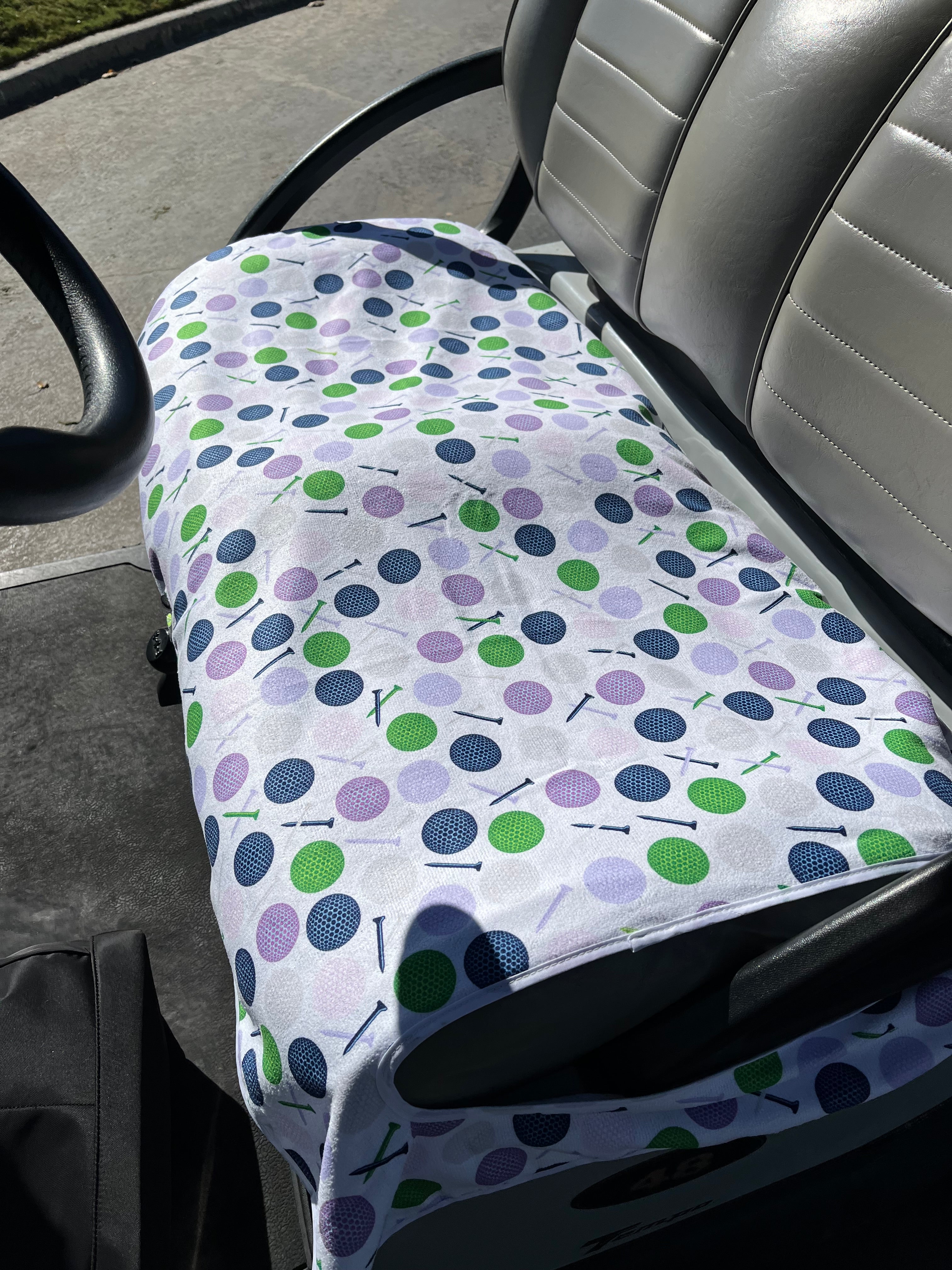 Golf Cart Seat Cover Golf Ball Light Blue Lilac