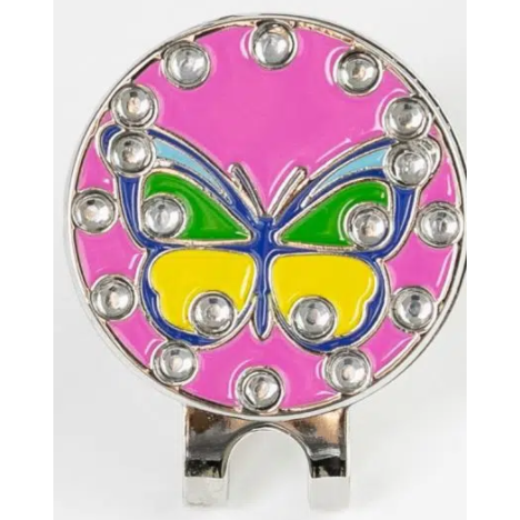 Golf Ball Marker Hat Clip Butterfly Pink