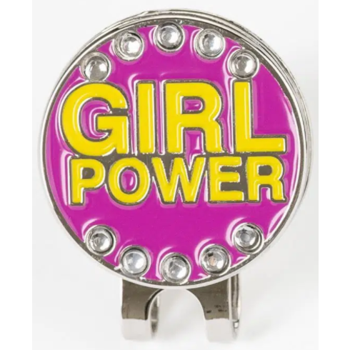 Golf Ball Marker Hat Clip "Girl Power" Pink