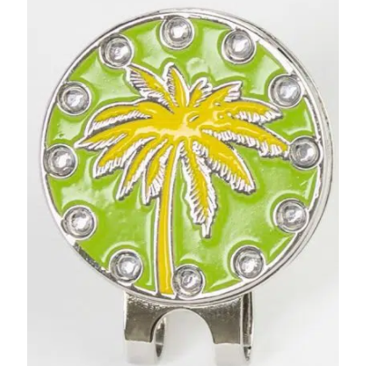 Golf Ball Marker Hat Clip Palm Tree Green