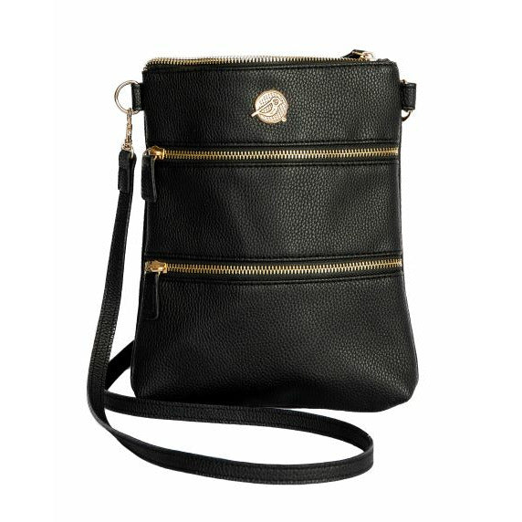 Crossbody Bag 3 Zip Pebble Black